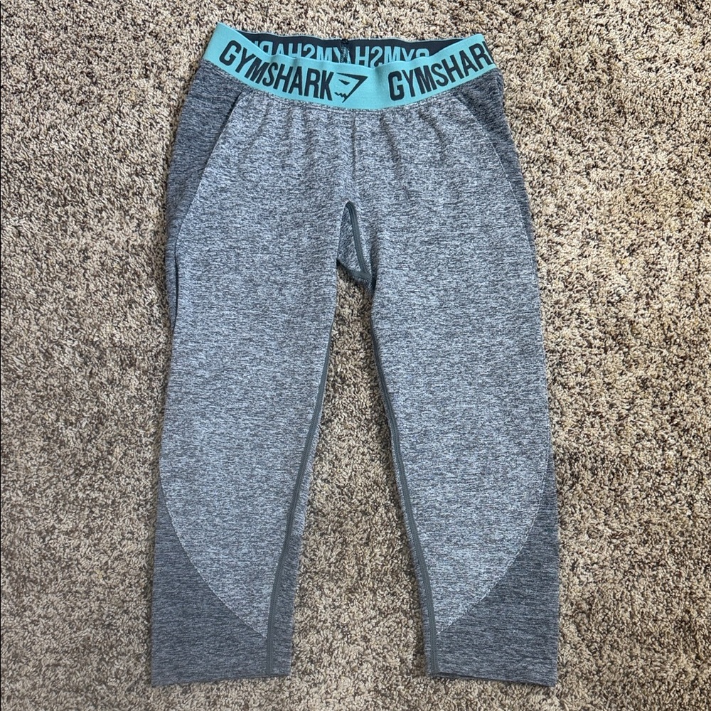 Gymshark Gray and Teal Crop Leggings Size Small